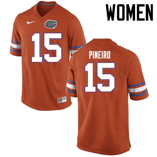 Women's NCAA Florida Gators Eddy Pineiro #15 Stitched Authentic Nike Orange College Football Jersey XZL1665TL